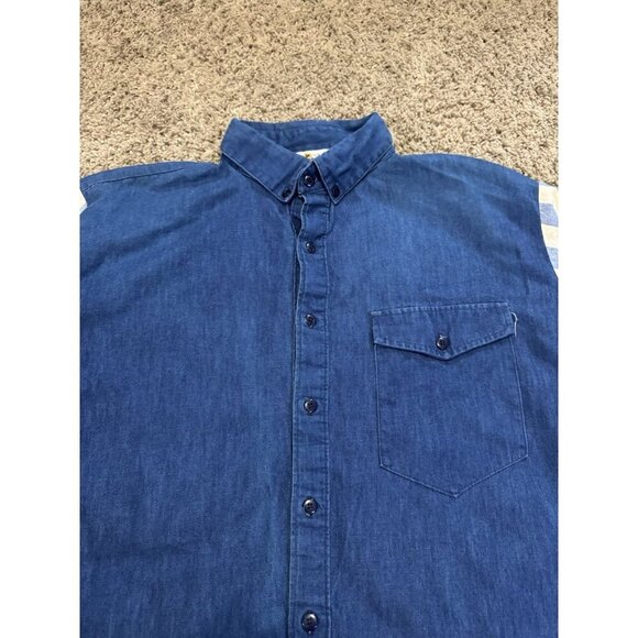 Vintage Dakota Sunset Chambray Western Long Sleeve Button Down Striped USA XL - Picture 7 of 10